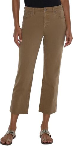 Liverpool Women's Kennedy Crop Straight Mid-Rise Stretch Denim Jean with Raw Hem 27" in Saudi Arabia