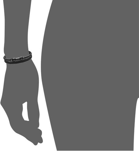 Men's Two-Layer Braided Genuine Leather Wheat Chain Bracelet with Stainless Steel Ornaments in Saudi Arabia
