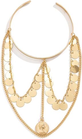 Missgrace Boho Dainty Sequins Gold Silver Chain شرابات الجزء العلوي من الذراع الكفة الذراع المفتوحة الكفة التفاف البوهيمي الطبقات عملة سوار الذراع أساور مجوهرات الزفاف للنساء in Kuwait