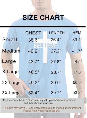 Men's Short Sleeve Fitted Gym T-Shirts with Believe Cross Graphic Christian Shirts in Saudi Arabia