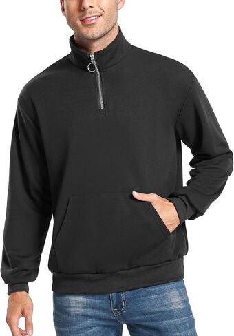 ZAFUL Mens Quarter-Zip Up Long Sleeve Sweatshirt With Pockets Loose Fit Casual Outdoor Pullover Tops in Kuwait