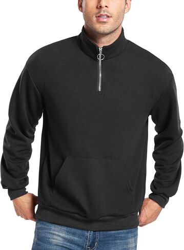 ZAFUL Mens Quarter-Zip Up Long Sleeve Sweatshirt With Pockets Loose Fit Casual Outdoor Pullover Tops in Kuwait