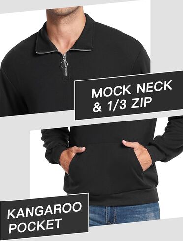 ZAFUL Mens Quarter-Zip Up Long Sleeve Sweatshirt With Pockets Loose Fit Casual Outdoor Pullover Tops in Kuwait