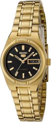 Seiko Women's SYM602 5 Automatic Black Dial Gold-Tone Stainless Steel Watch in Saudi Arabia
