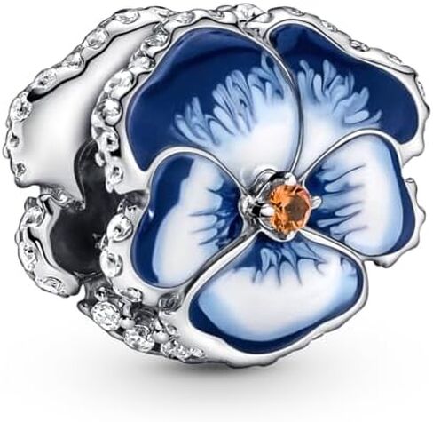 Pandora Blue Pansy Flower Charm Bracelet Charm Moments Bracelets - Stunning Women's Jewelry - Gift for Women in Your Life - Made with Sterling Silver, Cubic Zirconia & Enamel, With Gift Box in Saudi Arabia