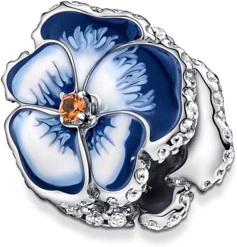Pandora Blue Pansy Flower Charm Bracelet Charm Moments Bracelets - Stunning Women's Jewelry - Gift for Women in Your Life - Made with Sterling Silver, Cubic Zirconia & Enamel, With Gift Box in Saudi Arabia
