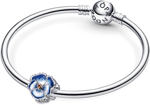 Pandora Blue Pansy Flower Charm Bracelet Charm Moments Bracelets - Stunning Women's Jewelry - Gift for Women in Your Life - Made with Sterling Silver, Cubic Zirconia & Enamel, With Gift Box in Saudi Arabia