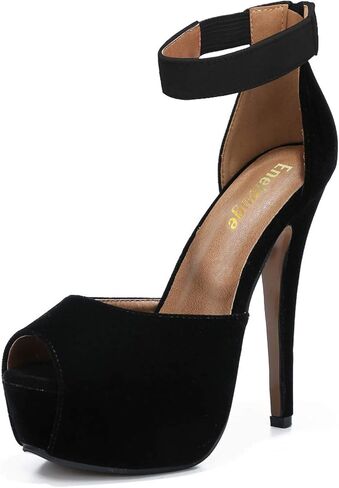 Enelauge Women's Sexy Ankle Straps Peep Toe Buckle Platform Stiletto Wedding Party High Heels Sandals in Kuwait