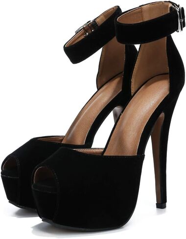 Enelauge Women's Sexy Ankle Straps Peep Toe Buckle Platform Stiletto Wedding Party High Heels Sandals in Kuwait