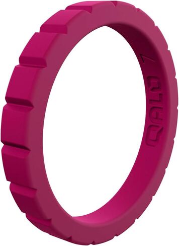 QALO Women's Rubber Silicone Ring, Step Stackable, Wedding Ring for Women, Breathable, Durable Engagement Silicone Band, 3mm Wide 2mm Thick, Multi Color in Kuwait