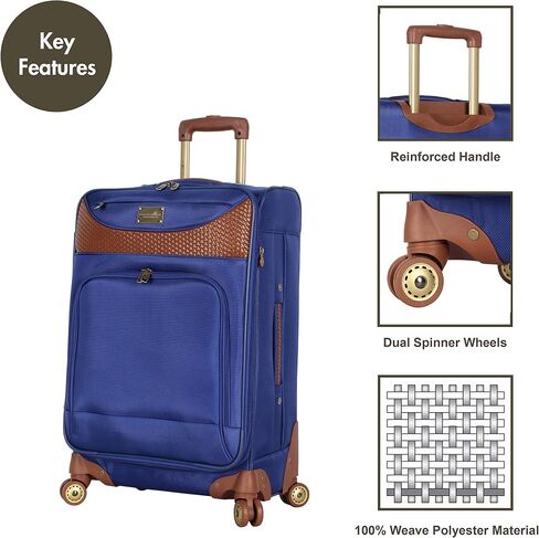 Caribbean Joe Designer Luggage Collection - Expandable 24 Inch Softside Bag - Durable Mid-sized Lightweight Checked Suitcase with 4-Rolling Spinner Wheels (Royal Blue) in Saudi Arabia
