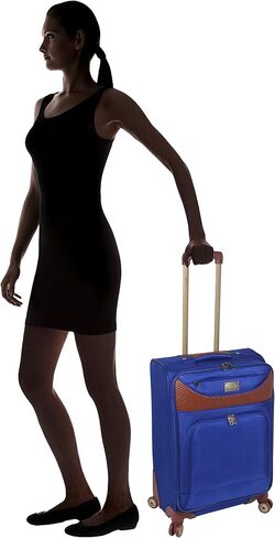 Caribbean Joe Designer Luggage Collection - Expandable 24 Inch Softside Bag - Durable Mid-sized Lightweight Checked Suitcase with 4-Rolling Spinner Wheels (Royal Blue) in Saudi Arabia