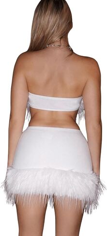 MakeMeChic Women's Solid Low Waisted Fuzzy Bodycon Pencil Skirt Y2K Party Club Mini Skirt in Saudi Arabia