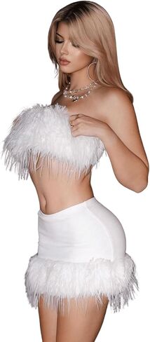 MakeMeChic Women's Solid Low Waisted Fuzzy Bodycon Pencil Skirt Y2K Party Club Mini Skirt in Saudi Arabia