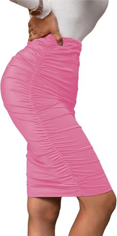 Avanova Women's Ruched High Waisted Midi Skirt Elegant Work Pencil Bodycon Skirts in Saudi Arabia