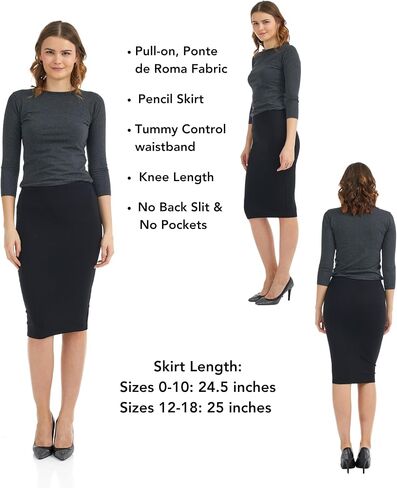 ESTEEZ Women's Pull-On Stretch Ponte Office Pencil Skirt 'Houston' in Saudi Arabia