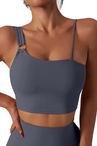 Mulisky Sports Bras for Women One Shoulder Straps Padded Workout Running Yoga Bra Medium Support in Kuwait