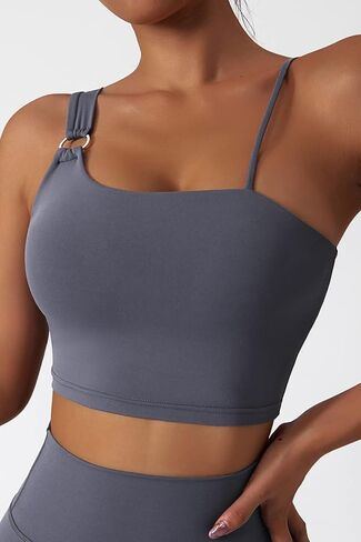 Mulisky Sports Bras for Women One Shoulder Straps Padded Workout Running Yoga Bra Medium Support in Kuwait