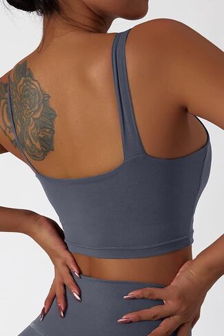 Mulisky Sports Bras for Women One Shoulder Straps Padded Workout Running Yoga Bra Medium Support in Kuwait