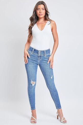 YMI Women’s Sustainable Wannabettabutt Mid Rise Skinny Jeans in Saudi Arabia