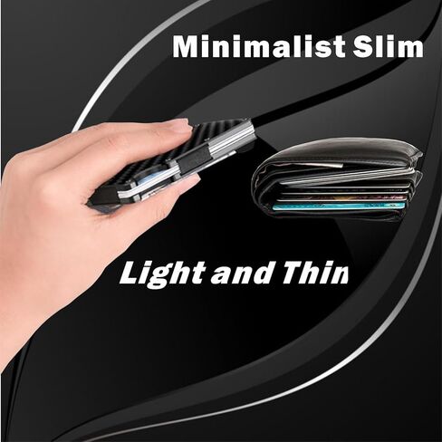 محفظة بسيطة للرجال، محفظة معدنية بمشبك نقود، حامل بطاقات ائتمان بجيب أمامي يعمل بتقنية تحديد الهوية بموجات الراديو، محفظة رفيعة من ألياف الكربون الألومنيوم للرجال (أسود كربوني) in Kuwait