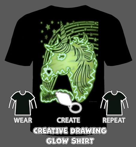 Splat Planet - تي شيرت Unicorn Magic Creative يتوهج في الظلام مع شعلة قلم متوهج بالأشعة فوق البنفسجية للأطفال in Kuwait