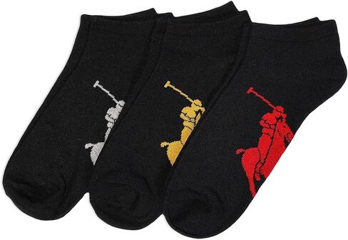 جوارب POLO RALPH LAUREN الرياضية الكلاسيكية للرجال ذات قصة كبيرة ذات قصة منخفضة - مجموعة من 3 أزواج - راحة قطنية ناعمة وخفيفة الوزن in Saudi Arabia
