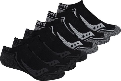 Saucony Men's Bolt Rundry Performance No-Show Multi-Pack Socks, Black Repreve (6 Pairs), Large in Saudi Arabia