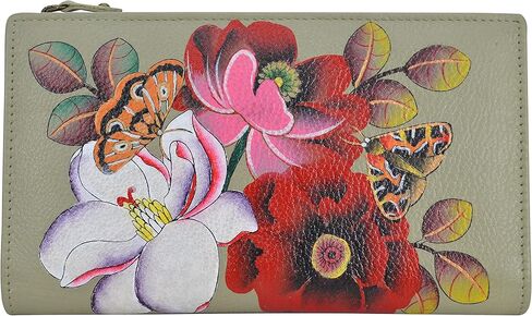 Anna by Anuschka Women Hand Painted Leather Bi-Fold Snap Wallet-Dreamy Blossoms in Saudi Arabia