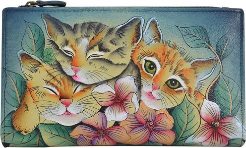 Anna by Anuschka Women Hand Painted Leather Bi-Fold Snap Wallet-Dreamy Blossoms in Saudi Arabia
