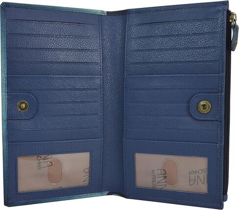 Anna by Anuschka Women Hand Painted Leather Bi-Fold Snap Wallet-Dreamy Blossoms in Saudi Arabia