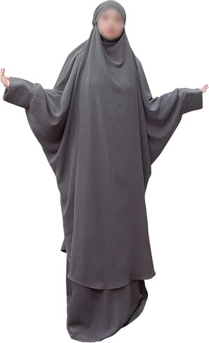 فستان صلاة إسلامي للنساء قطعتين جلباب ناعم إسلامي ماكسي عباية متواضعة ملابس صلاة العيد in Kuwait