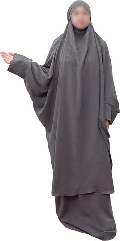 فستان صلاة إسلامي للنساء قطعتين جلباب ناعم إسلامي ماكسي عباية متواضعة ملابس صلاة العيد in Kuwait