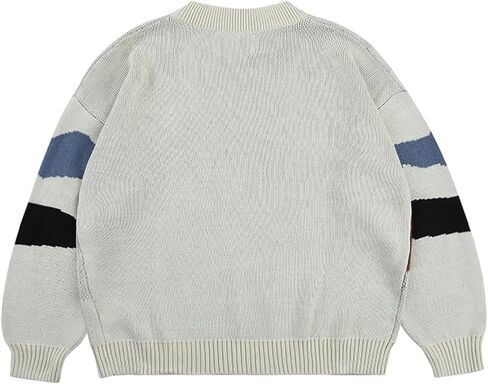 رجل خمر سترة مخططة المتضخم متماسكة الشتاء Crewneck كم طويل عارضة السترة الرجعية البلوز القمم in Saudi Arabia