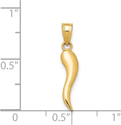 Diamond2Deal 14k Yellow Gold Italian Horn Pendant Gift for Women (L- 22.21 mm W- 4.6 mm) in Saudi Arabia