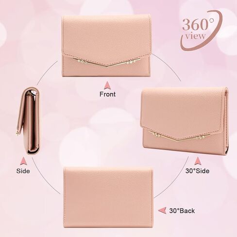 محفظة Sunwel Fashion النسائية ثلاثية الطي مع نافذة لبطاقة الهوية وفتحات لبطاقات الائتمان وسحاب ومحفظة صغيرة للعملات المعدنية مع أحجار كريمة (أسود) in Kuwait