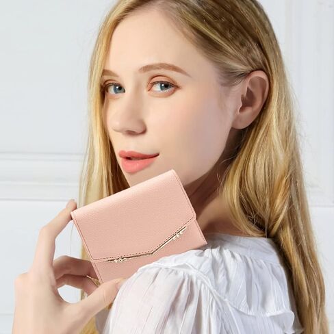 محفظة Sunwel Fashion النسائية ثلاثية الطي مع نافذة لبطاقة الهوية وفتحات لبطاقات الائتمان وسحاب ومحفظة صغيرة للعملات المعدنية مع أحجار كريمة (أسود) in Kuwait