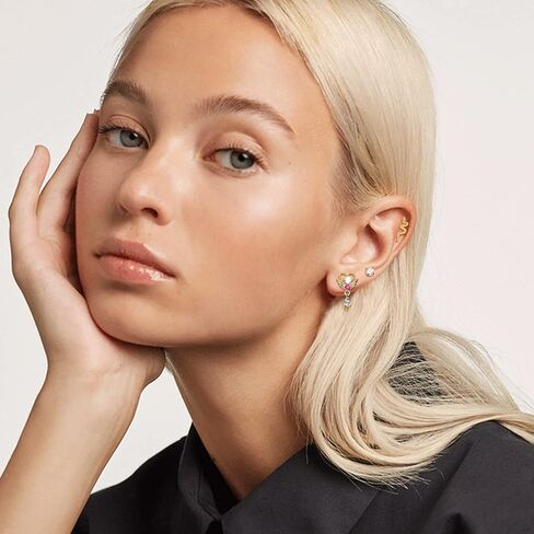 SAILIMUE 12 قطعة من مجوهرات ثقب الزنمة اللولبية المسطحة من الخلف للنساء من الفولاذ المقاوم للصدأ على شكل فراشة قلب قمر ثعبان عين الشر أقراط مسطحة من الزنمة اللولبية مجموعة مجوهرات ثقب الغضروف 20 جرام in Kuwait