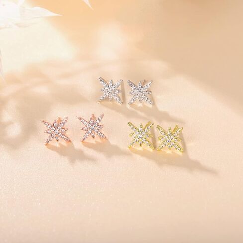 Mameloly 925 فضة استرليني آخر أقراط للنساء لذيذ السداسية النجمي مكعب زركونيا تشيكوسلوفاكيا وأقراط هيبوالرجينيك in Kuwait