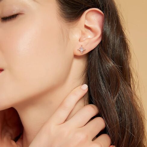 Mameloly 925 فضة استرليني آخر أقراط للنساء لذيذ السداسية النجمي مكعب زركونيا تشيكوسلوفاكيا وأقراط هيبوالرجينيك in Kuwait