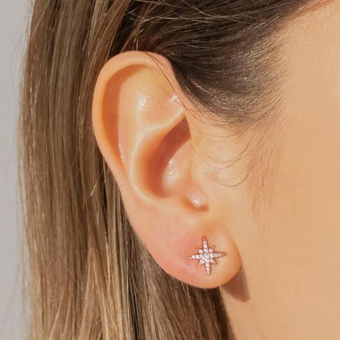 Mameloly 925 فضة استرليني آخر أقراط للنساء لذيذ السداسية النجمي مكعب زركونيا تشيكوسلوفاكيا وأقراط هيبوالرجينيك in Kuwait