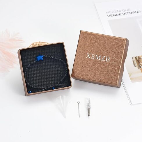 XSMZB Star Cremation Bracelet for Ashes Stainless Steel Urn Adjustable Braided Rope Bangle Keepsake Human Pet Ashes Holder for Memorial Gift Women Men in Saudi Arabia