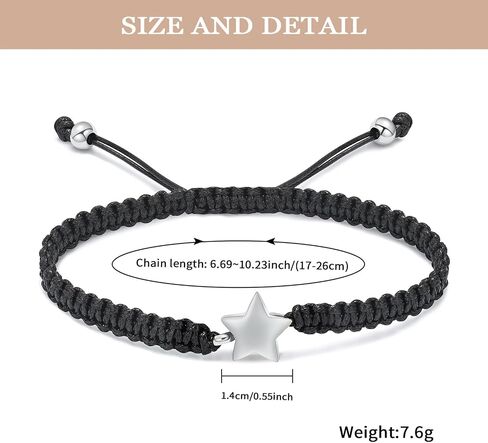 XSMZB Star Cremation Bracelet for Ashes Stainless Steel Urn Adjustable Braided Rope Bangle Keepsake Human Pet Ashes Holder for Memorial Gift Women Men in Saudi Arabia