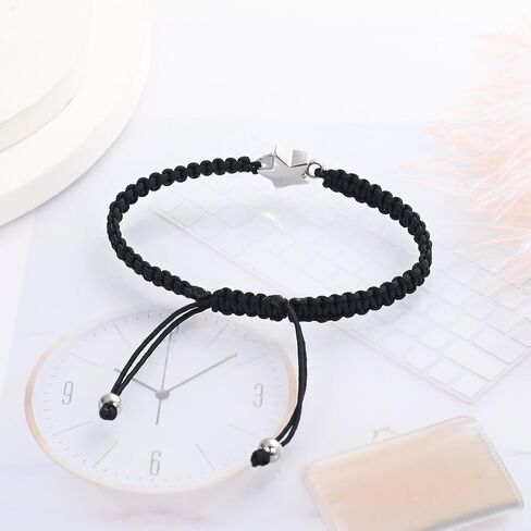 XSMZB Star Cremation Bracelet for Ashes Stainless Steel Urn Adjustable Braided Rope Bangle Keepsake Human Pet Ashes Holder for Memorial Gift Women Men in Saudi Arabia
