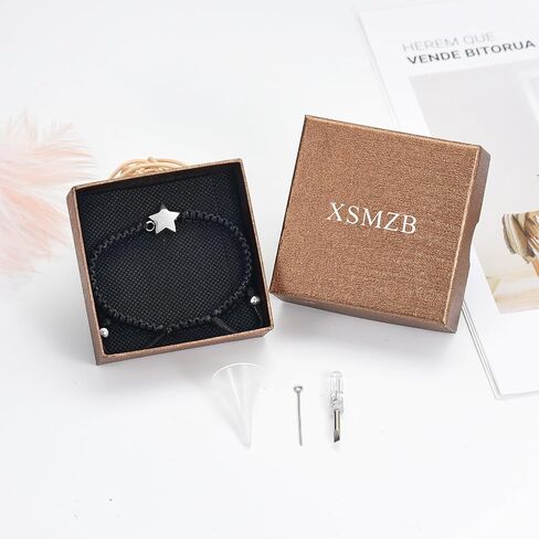 XSMZB Star Cremation Bracelet for Ashes Stainless Steel Urn Adjustable Braided Rope Bangle Keepsake Human Pet Ashes Holder for Memorial Gift Women Men in Saudi Arabia