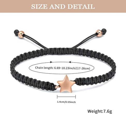 XSMZB Star Cremation Bracelet for Ashes Stainless Steel Urn Adjustable Braided Rope Bangle Keepsake Human Pet Ashes Holder for Memorial Gift Women Men in Kuwait