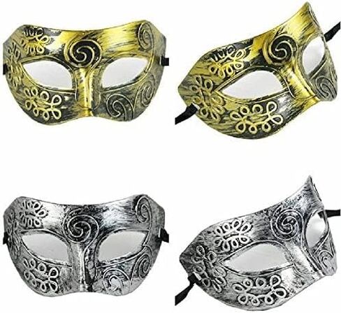 Veewon Venetian Mens Masquerade Ball Masks Face Mask for Halloween Party Fancy Dress Ball Decoration (Silver) in Saudi Arabia