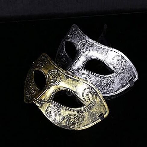 Veewon Venetian Mens Masquerade Ball Masks Face Mask for Halloween Party Fancy Dress Ball Decoration (Silver) in Saudi Arabia