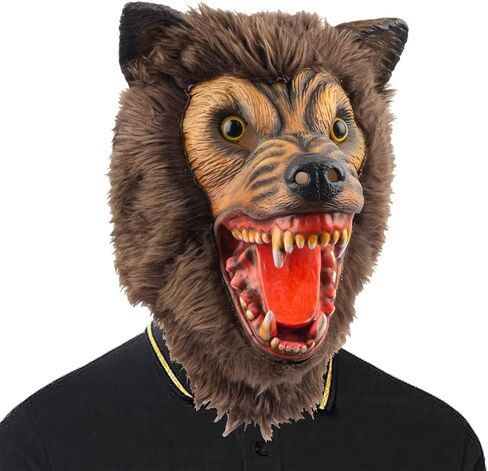 كريبي بارتي قناع ذئب بني للهالوين بتصميم وحش مرعب ورعب لكامل الراس من اللاتكس للبالغين in Kuwait