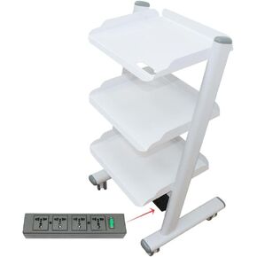 Dental Mobile Cart 3-Layers Cart Multi-Function Rolling Trolley Built-in Socket, 40kg/88lbs Load Capacity for Dental Lab, Hospital and Beauty Salon